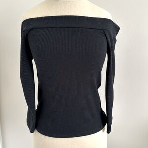 Off the shoulder, black three-quarter sleeve cute top